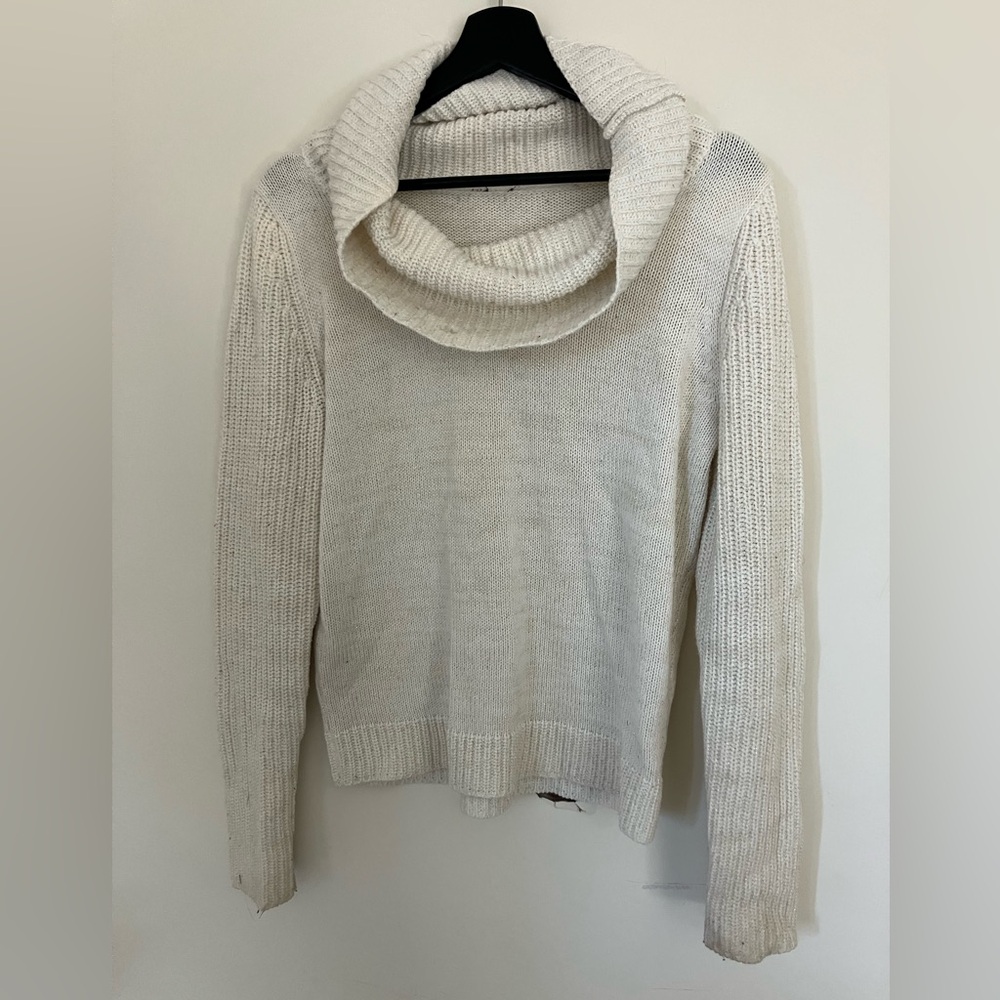 White Cream Glittery Knit Cowl Neck Women’s Sweater